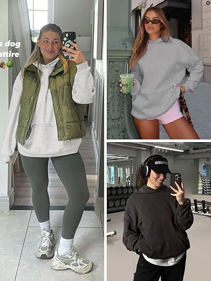 Women's Oversized Fleece Hoodie  Casual Pullover Sweatshirt Top