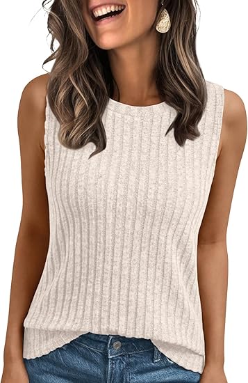 Womens Sleeveless Tank Top  Loose Fit Casual Summer Tunic Shirt