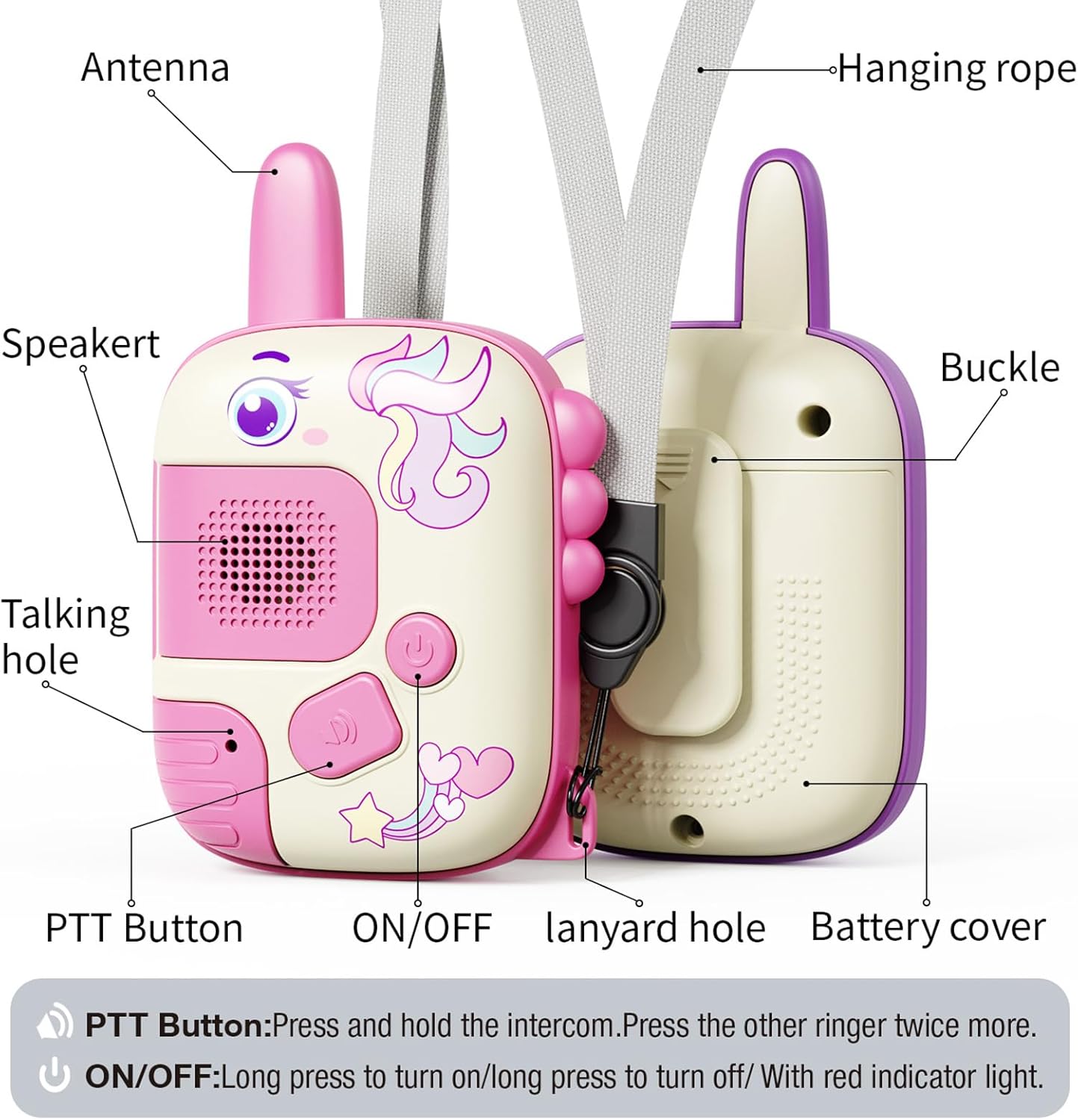 Unicorn Kids Walkie Talkies Toy Two Pack