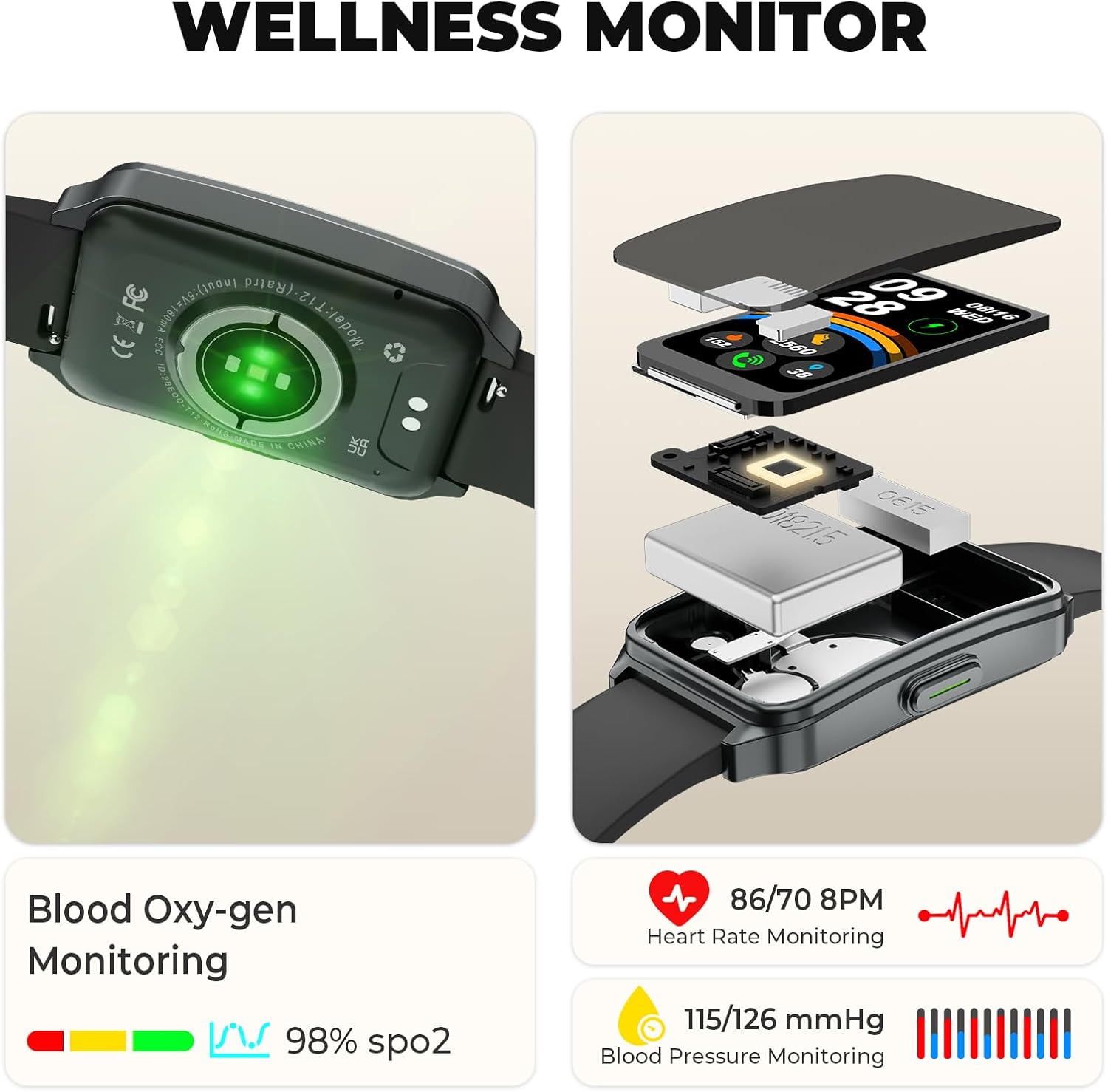 Fitness Tracker Smart Watch with Heart Rate Monitor