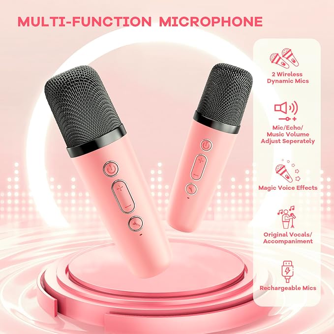 Portable Karaoke Machine With Microphones Bluetooth Speaker
