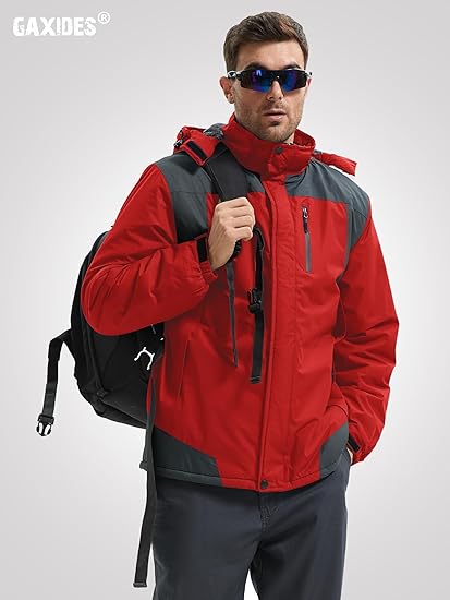Mens Waterproof Ski Jacket  Windproof Hooded Winter Coat