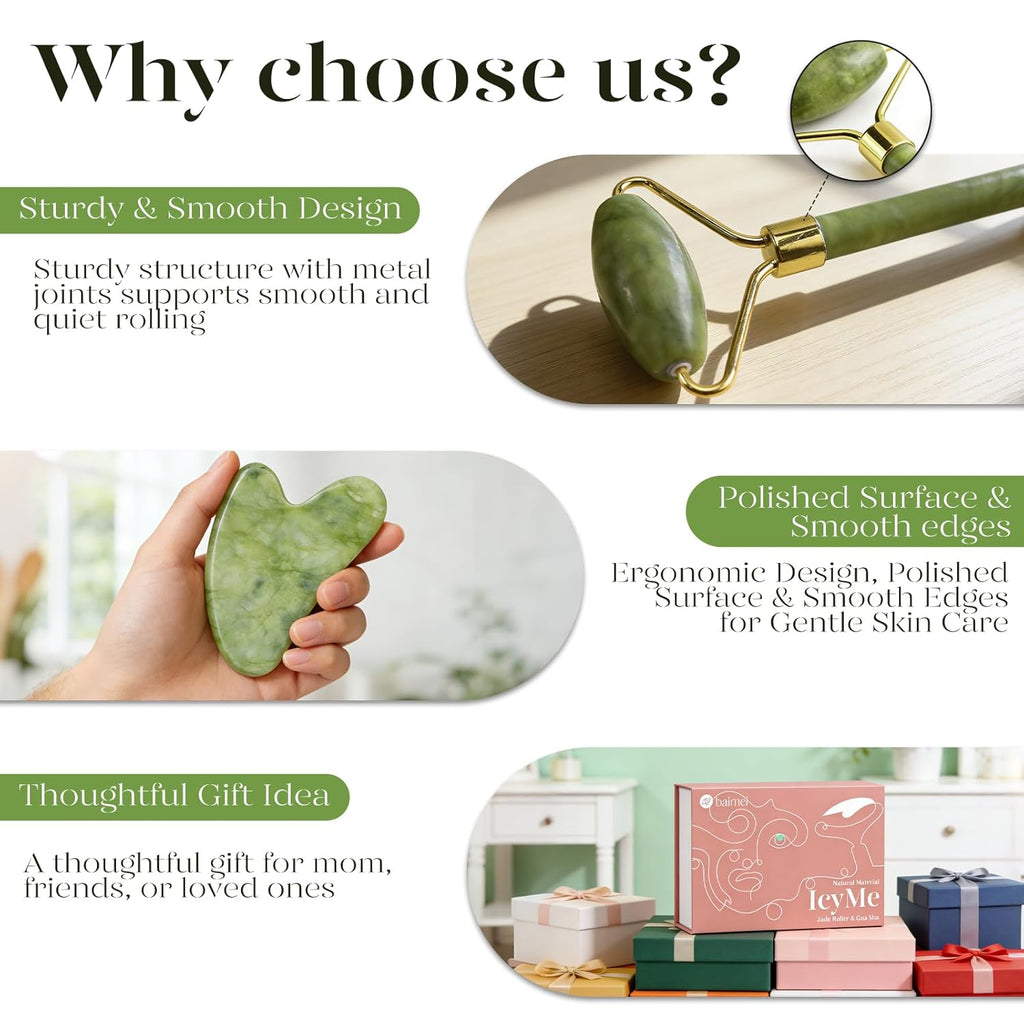 Jade Roller & Gua Sha Facial Tool Set