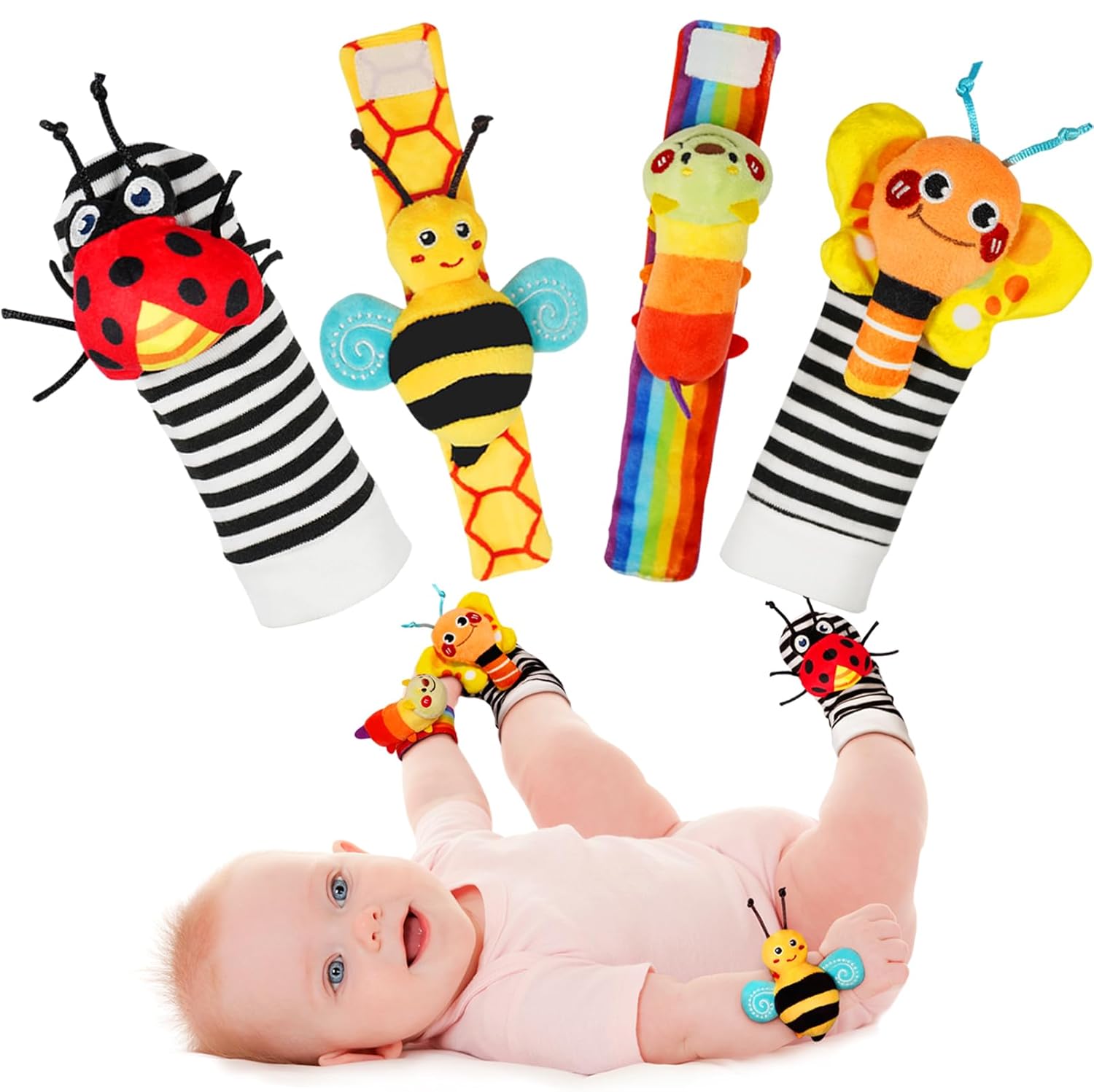 Baby Wrist Rattle Socks Foot Finder Toy Set