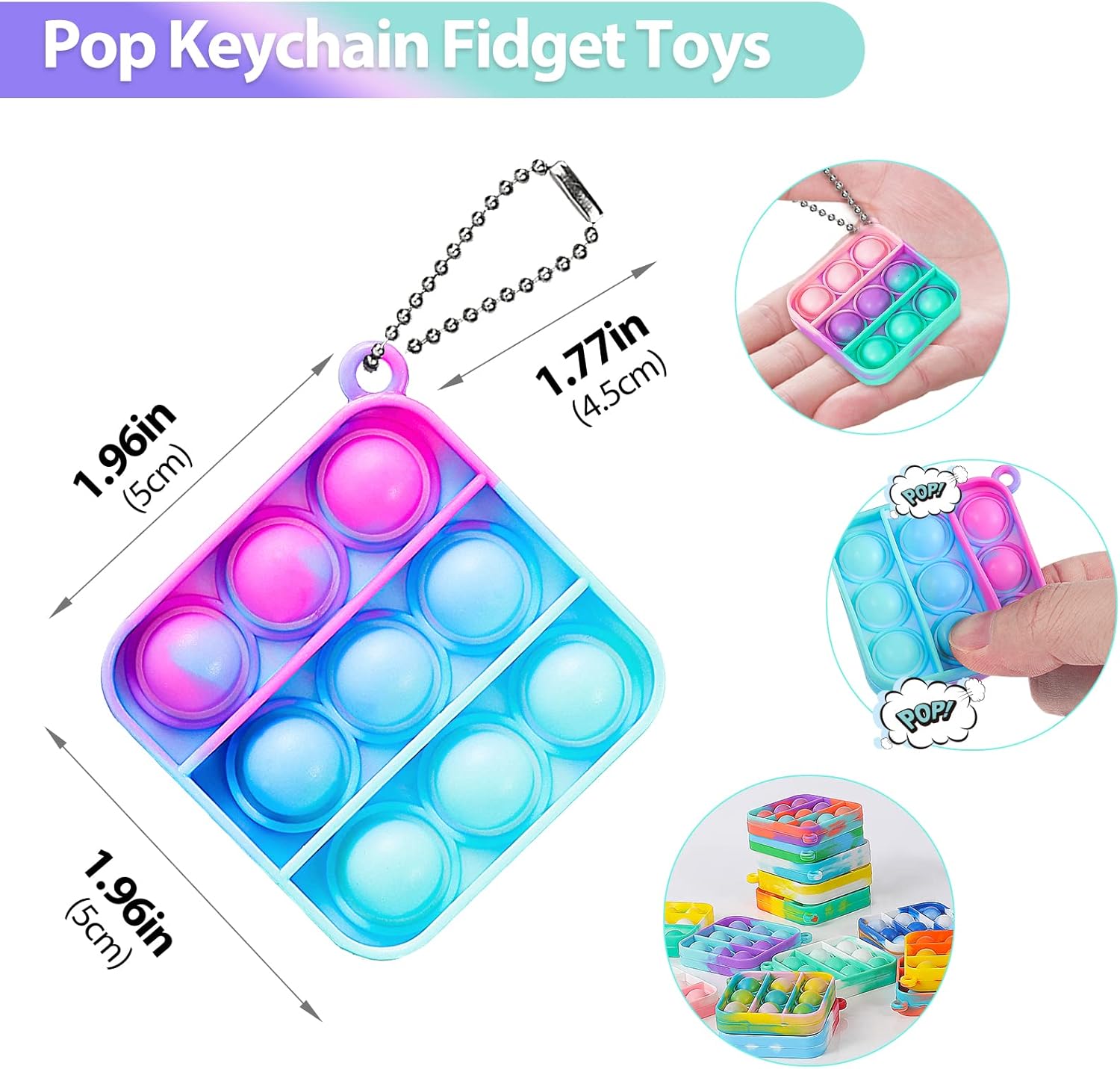 Mini Pop Fidget Keychain Toys Pack of 30