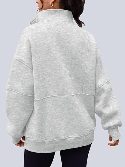 Women's Oversized Quarter Zip Sweatshirt  Fleece Pullover Top