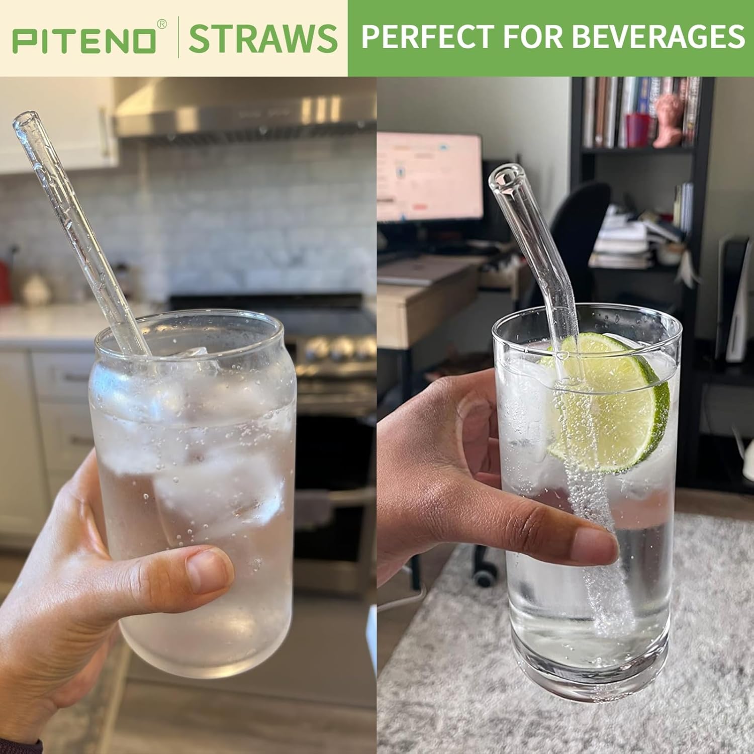 Reusable Glass Drinking Straws Set with Brushes ( 12 Pcs Pack )