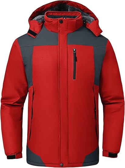Mens Waterproof Ski Jacket  Windproof Hooded Winter Coat