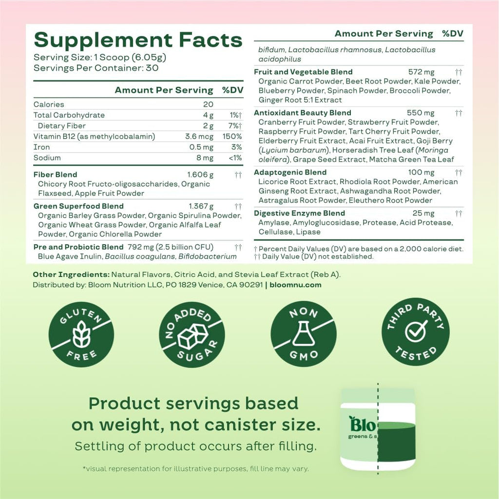 Greens Superfood Powder  Digestive Health & Energy Boost Drink