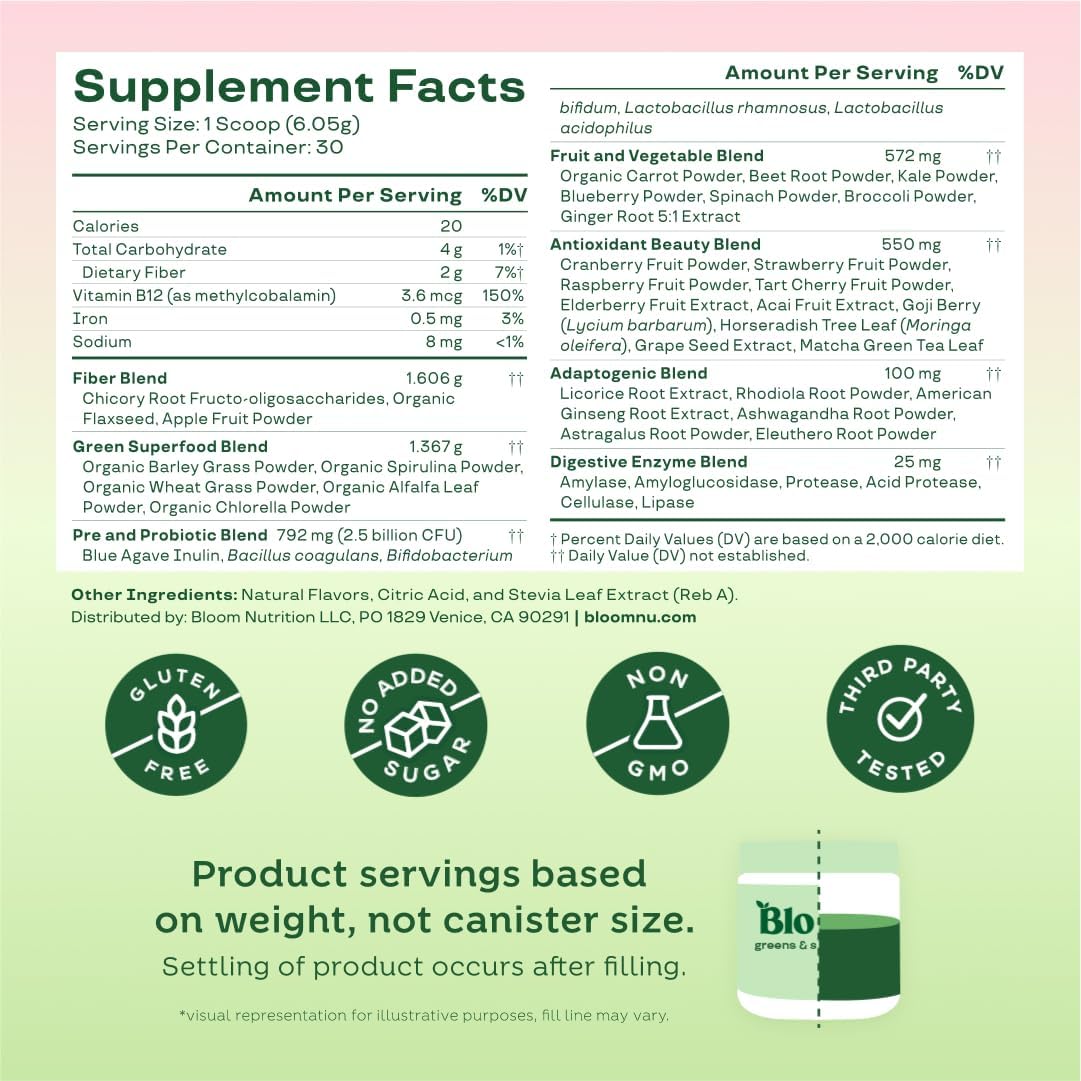 Greens Superfood Powder  Digestive Health & Energy Boost Drink