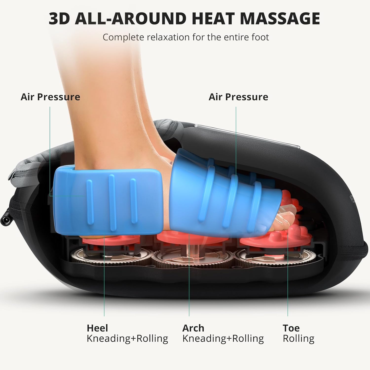 Shiatsu Foot Massager with Heat  Deep Kneading Relief Machine