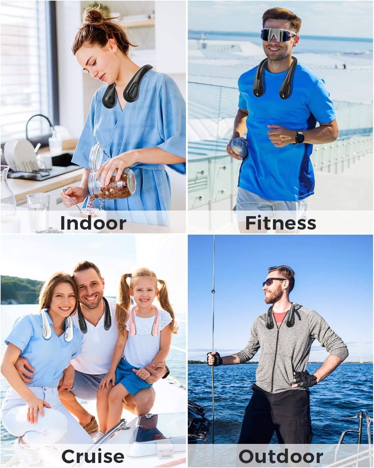 Bladeless Neck Fan with 3 Speeds Rechargeable