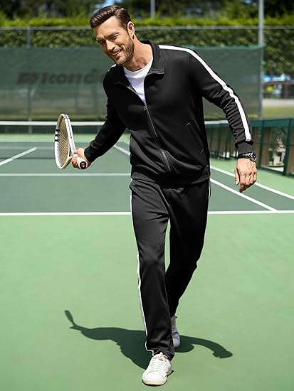 Mens 2 Piece Tracksuit Full Zip Jacket and Joggers Casual Loungewear Set