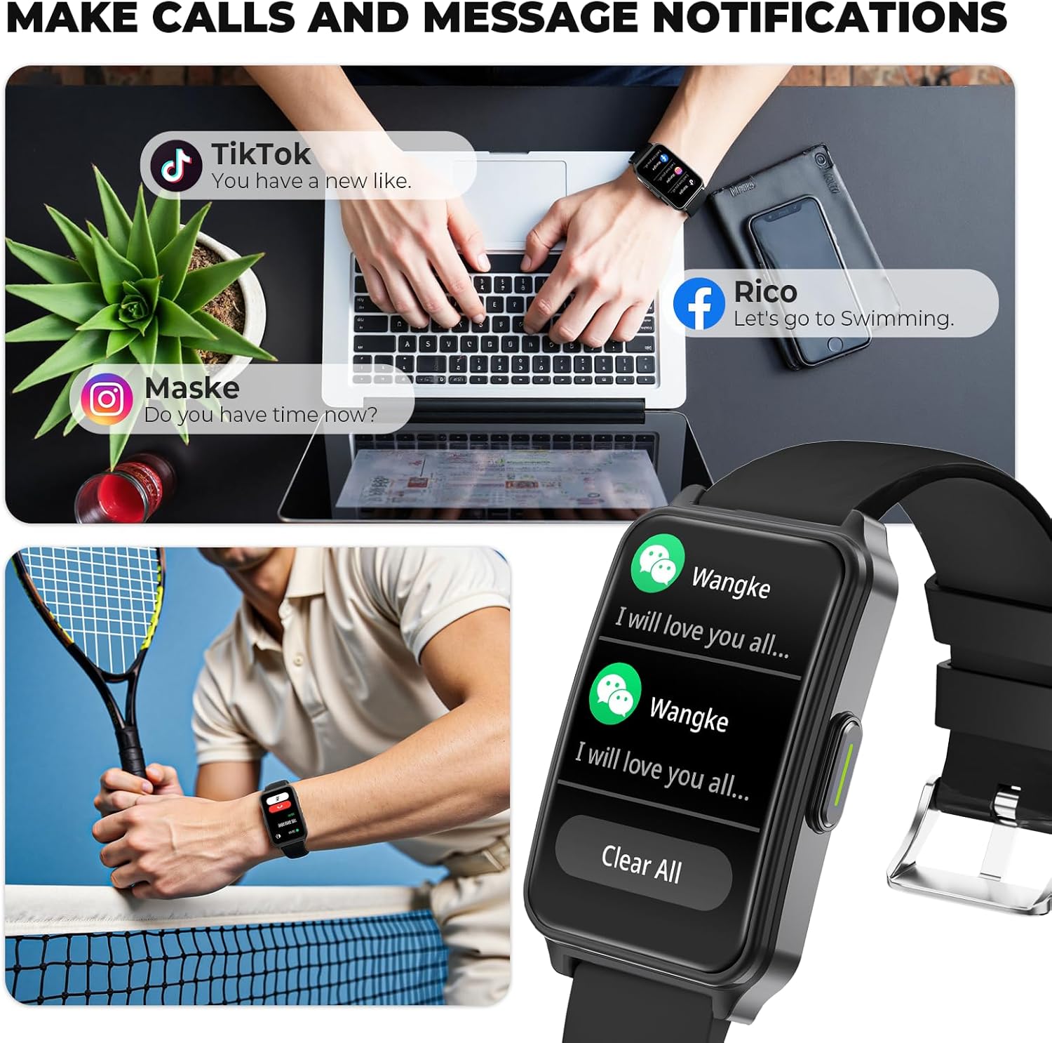 Fitness Tracker Smart Watch with Heart Rate Monitor