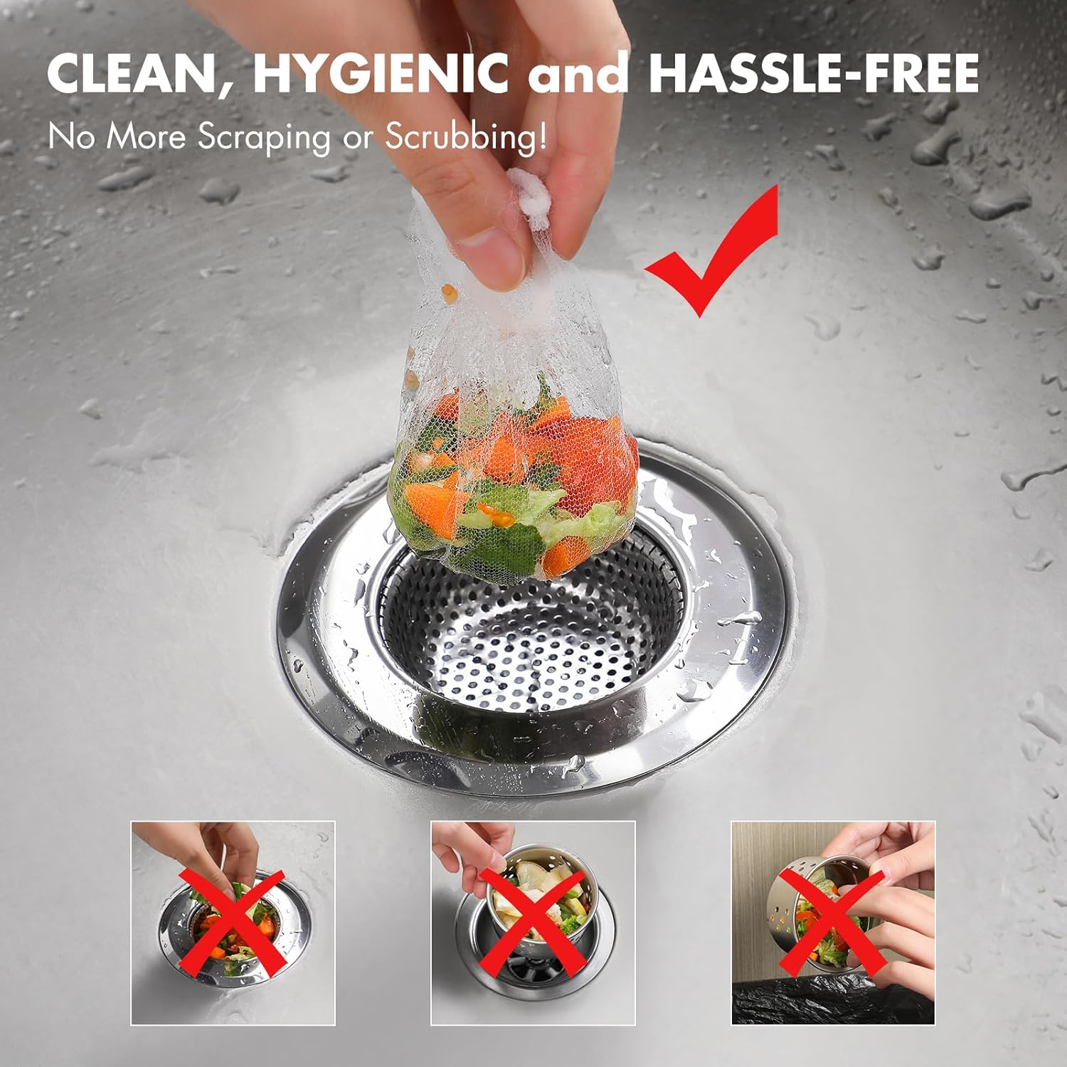 Disposable Sink Strainer Mesh Bags Anti Clog Filter Pack of 200