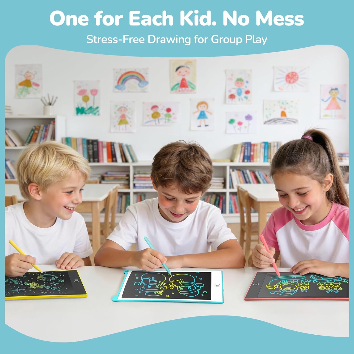 LCD Writing Tablet Drawing Board Reusable Kids Pack of 4