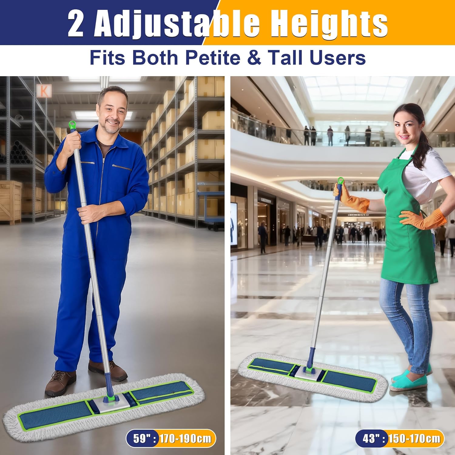 Large Industrial Dust Mop with Long Handle
