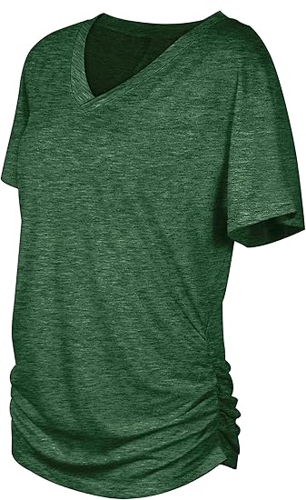 Womens V-Neck Dolman Sleeve Top  Loose Fit Casual T-Shirt