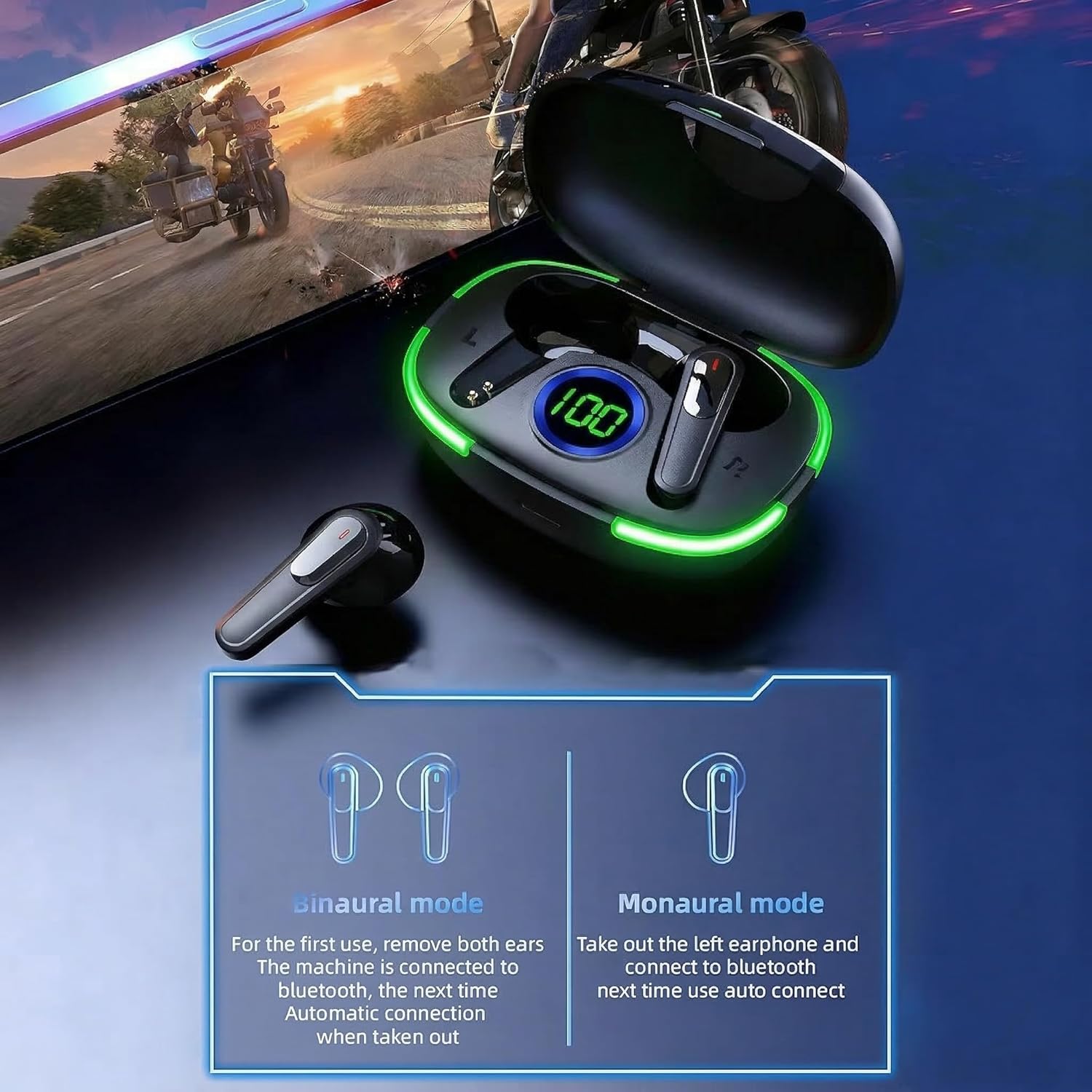 Wireless Earbuds HiFi Stereo with LED Display