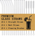 Reusable Glass Drinking Straws Set with Brushes ( 12 Pcs Pack )