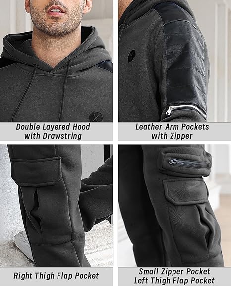 Mens 2 Piece Hoodie Tracksuit Athletic Jogging Sweatsuit Casual Outfit