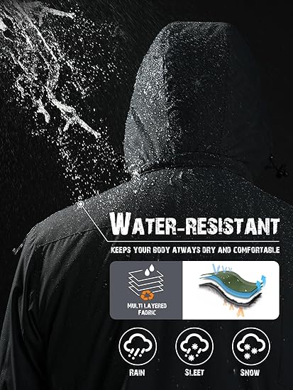 Mens Waterproof Ski Jacket  Windproof Hooded Winter Coat