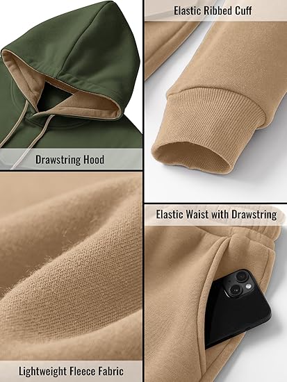 Mens Hoodie Tracksuit 2 Piece Set Athletic Casual Sweatshirt and Joggers Outfit