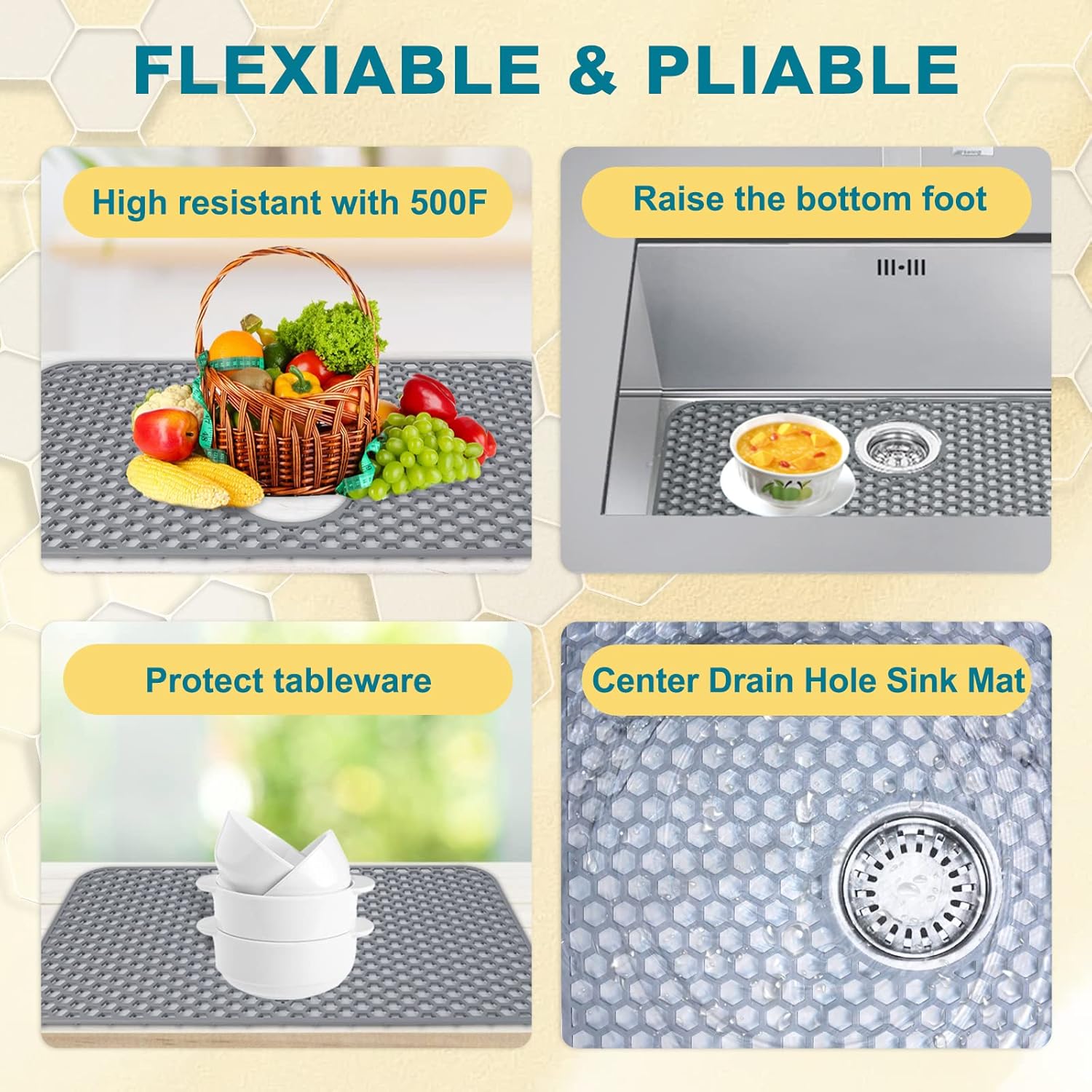 Silicone Sink Protector Mat Heat Resistant Non Slip