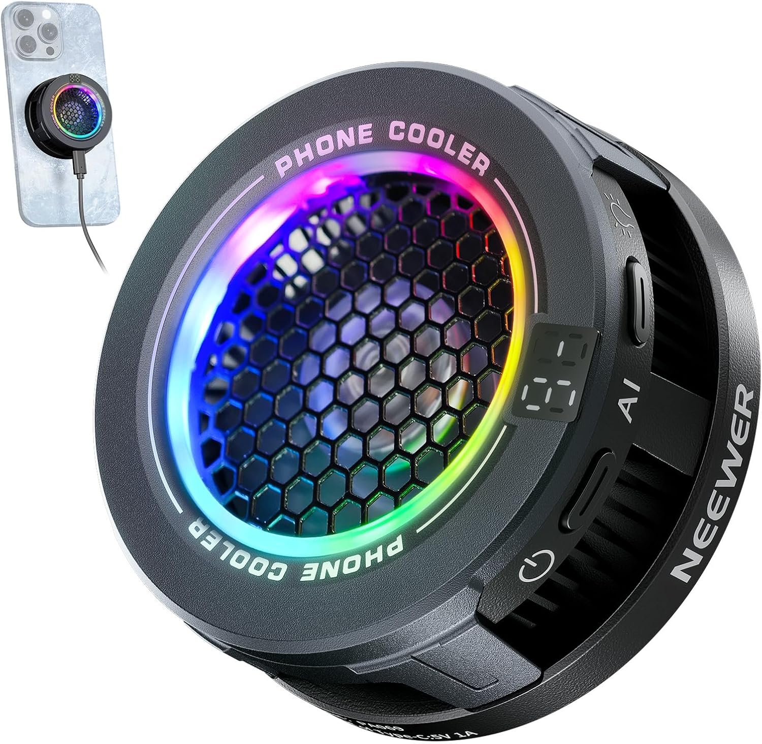 Magnetic Phone Cooler with RGB and Clip