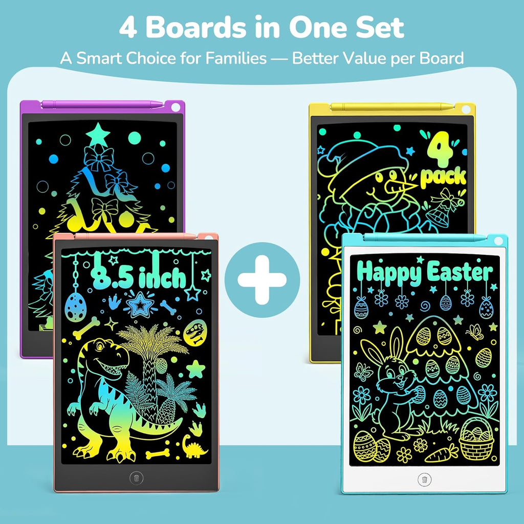 LCD Writing Tablet Drawing Board Reusable Kids Pack of 4