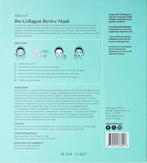 Collagen Hydrating Face Masks  Firming & Brightening 4 Pack