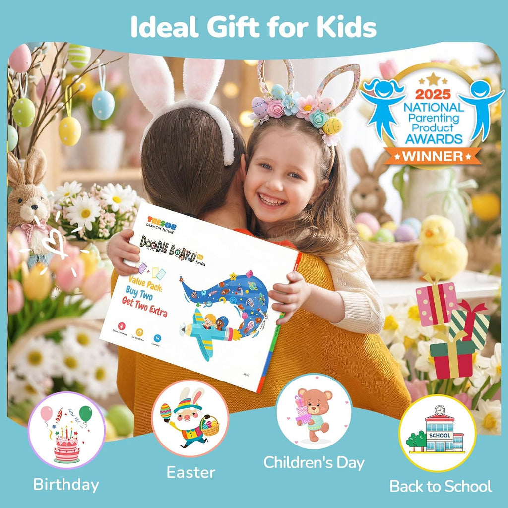 LCD Writing Tablet Drawing Board Reusable Kids Pack of 4