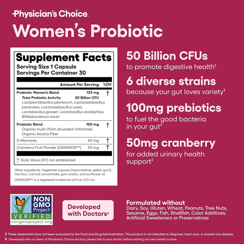 Womens Probiotic Supplement (50 Billion CFU, 30 Count)