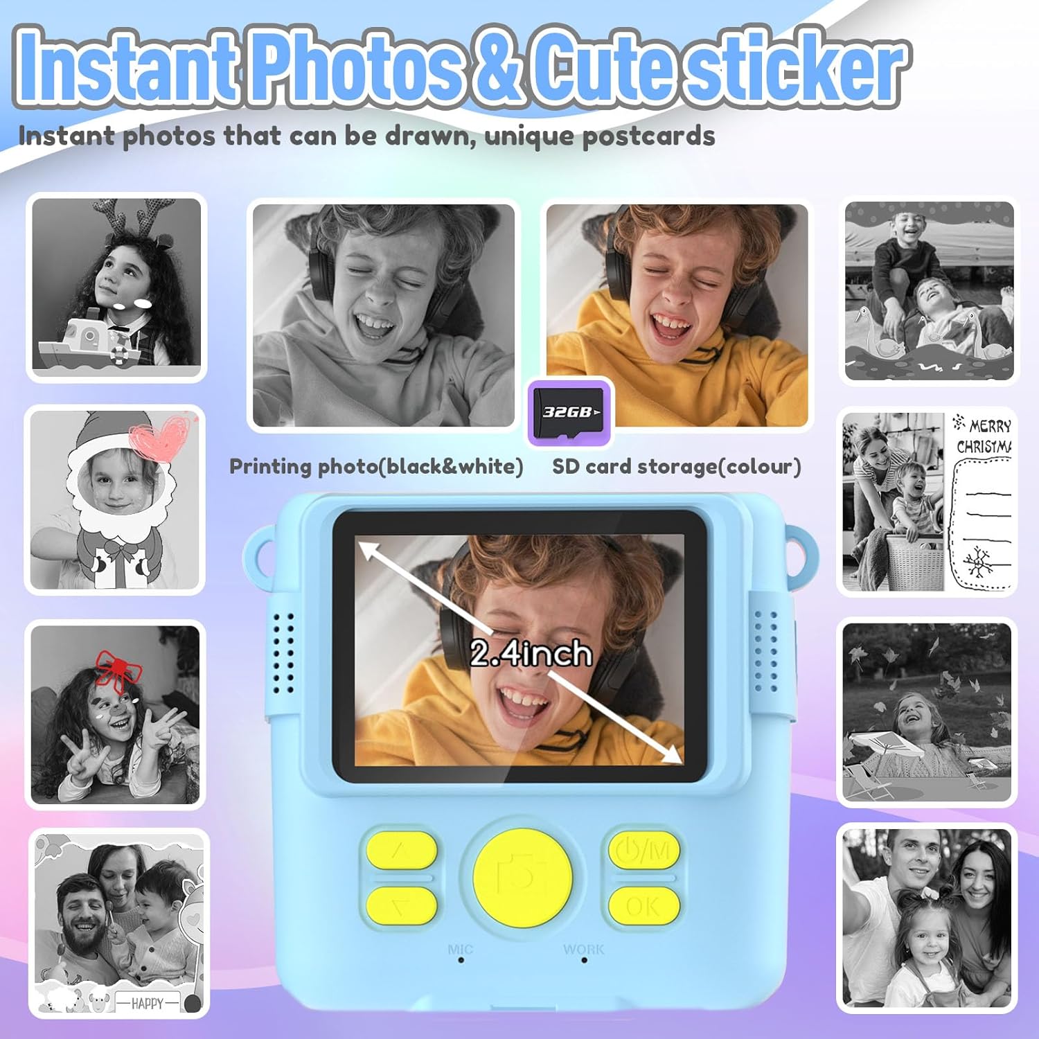 Kids Instant Print Camera Digital Toy With Video
