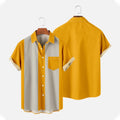 Mens Hawaii Shirts Big and Tall Summer Casual Loose Lapel Color Block Tops Tee Tops Beach Shirts with Pockets S-4XL
