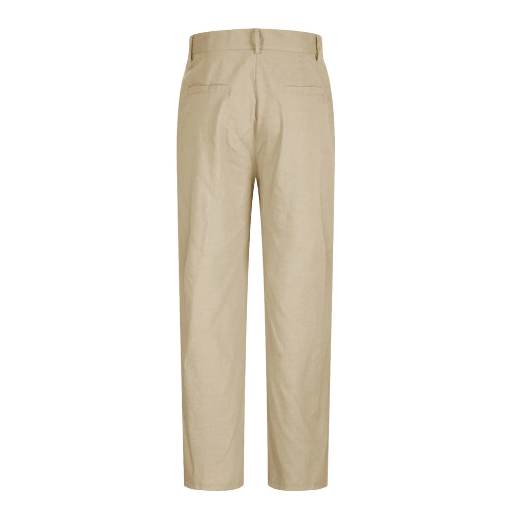 Cotton Linen Pants for Men Pleated Front Trouser Straight Leg Suit Trousers Solid Color Office Trouser Lightweight Linen Pant