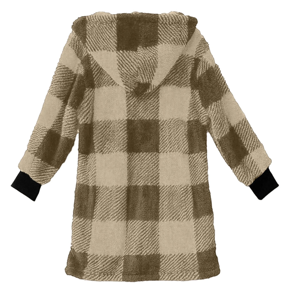 Plaid Flannel Jacket Women Casual Sherpa Lined Zip up Hooded Cardigan Sweaters plus Size Plaid Shacket Fall Winter Teddy Coat
