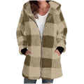 Plaid Flannel Jacket Women Casual Sherpa Lined Zip up Hooded Cardigan Sweaters plus Size Plaid Shacket Fall Winter Teddy Coat