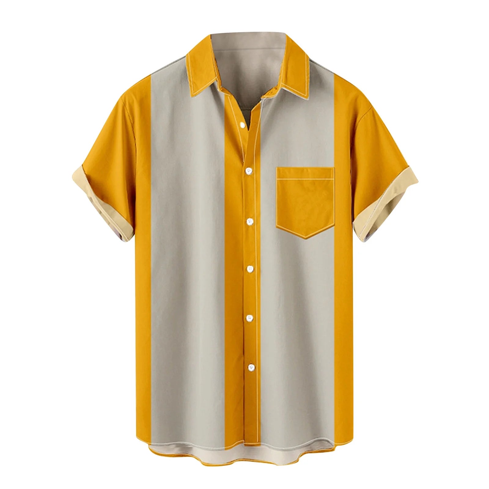 Mens Hawaii Shirts Big and Tall Summer Casual Loose Lapel Color Block Tops Tee Tops Beach Shirts with Pockets S-4XL