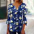 Ofertas En 3/4 Length Sleeve Womens Tops Button down V Neck T Shirts Floral Summer Tunic Ladies Tops Elegant Dressy Casual Blouses Fashion Vacation Tee Shirts Ropa Mujer