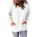 Womens V Neck Sweatshirt Long Sleeve Solid Casual Loose Fit Tops Blouses with Pockets Soft Comfy Pullover Tops Shirts